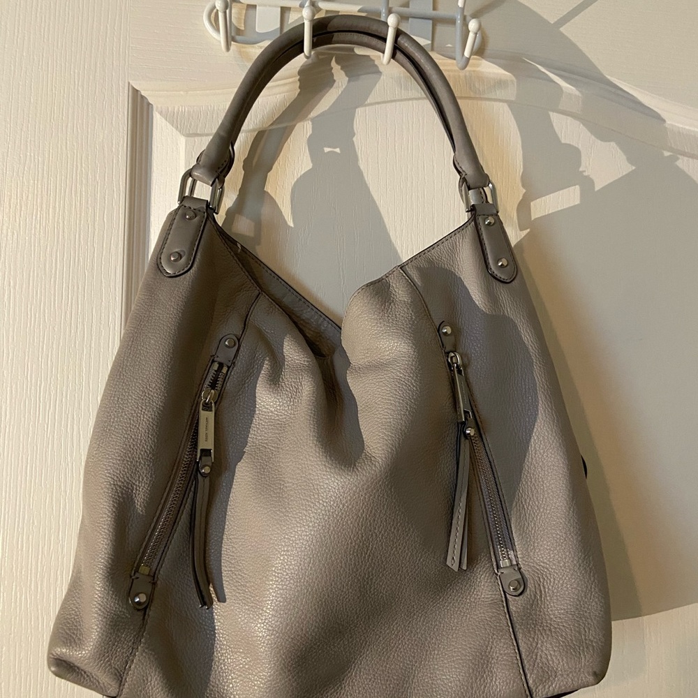 Gray Michael Kors Evie Large Leather Shoulder Bag